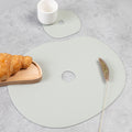 Natural leather placemat and coaster set | blue grey