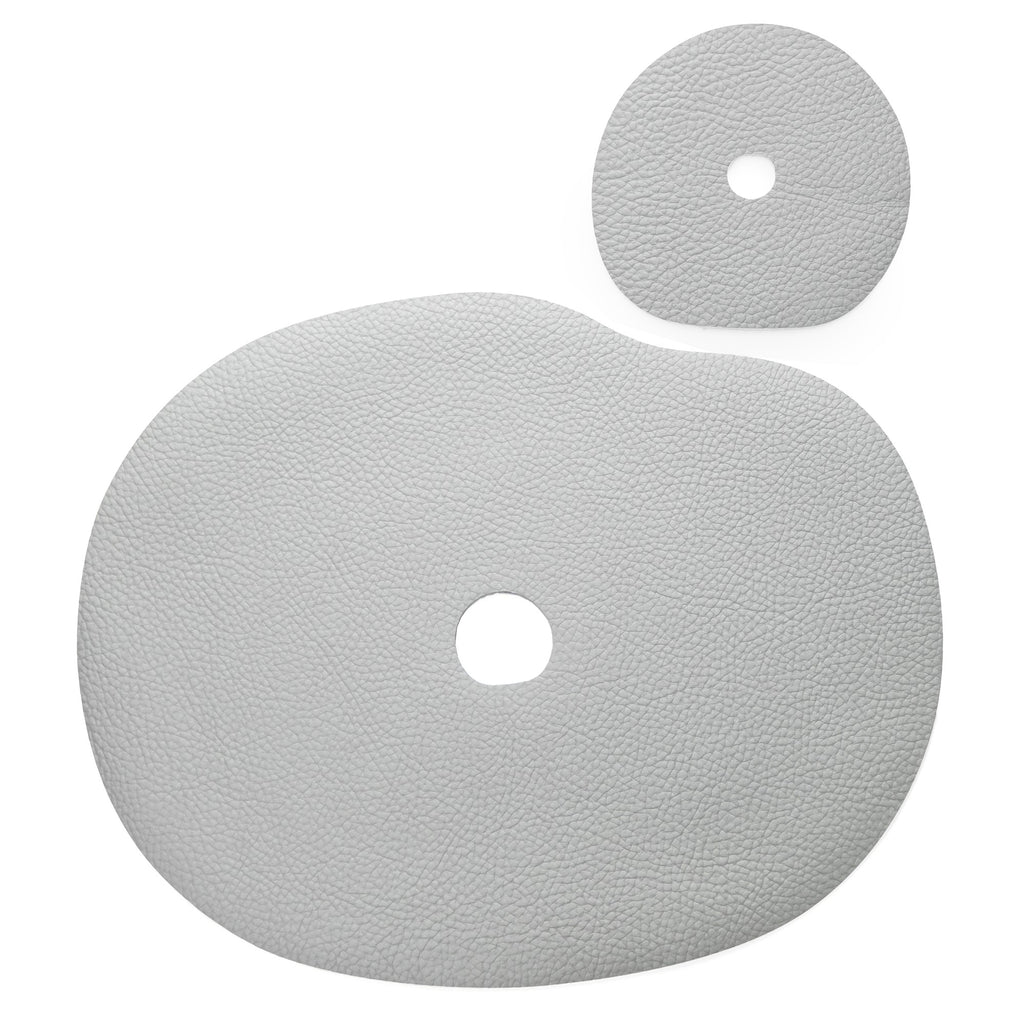 Natural leather placemat and coaster set | blue grey
