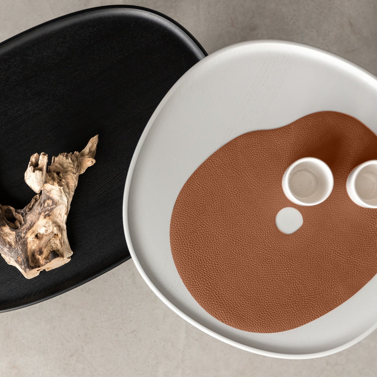 Natural Leather Placemat and Coaster Set | Rust Coffee
